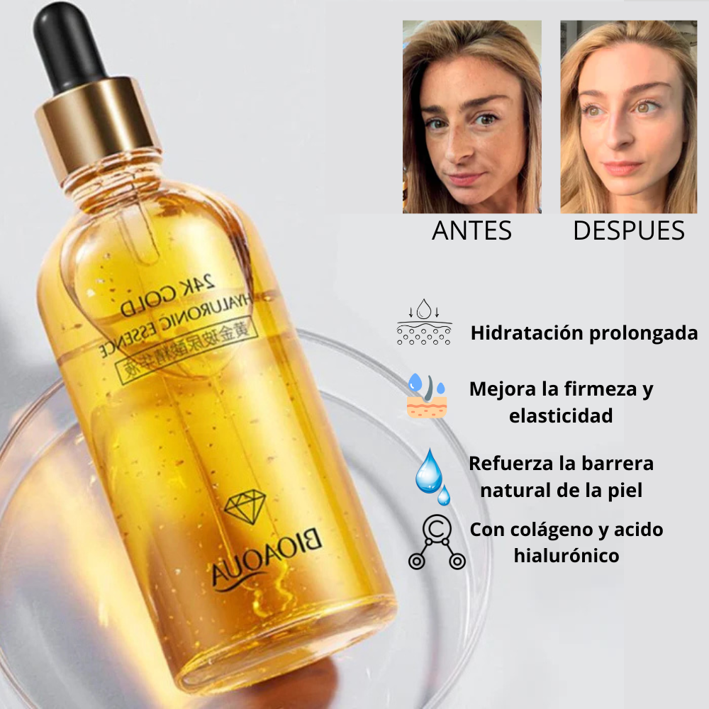 Sérum de oro 24K: piel hidratada, firme y luminosa