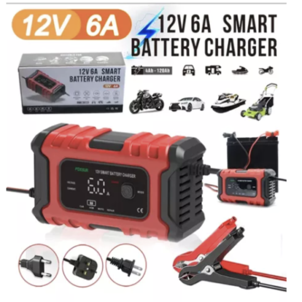 Cargador de Batería Inteligente 12V 6A – Rápido, Seguro y Multifuncional