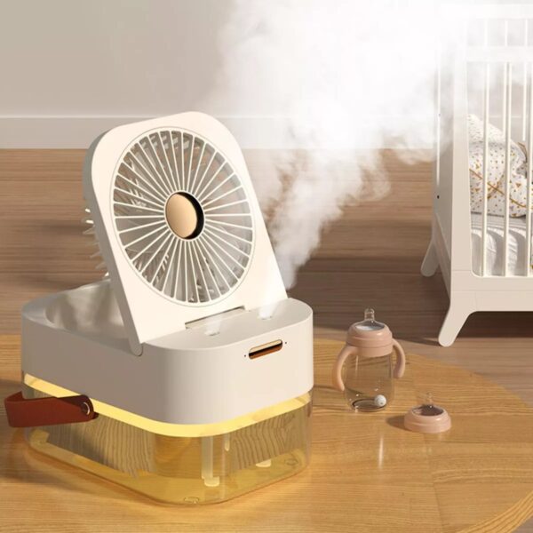 Ventilador Humidificador Doble Pulverización 2.5L – Silencioso, Recargable